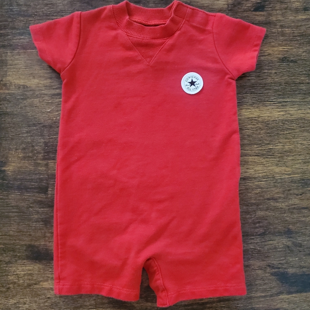 Converse All Star Lil Chuck Taylor Red Romper, Size 3M